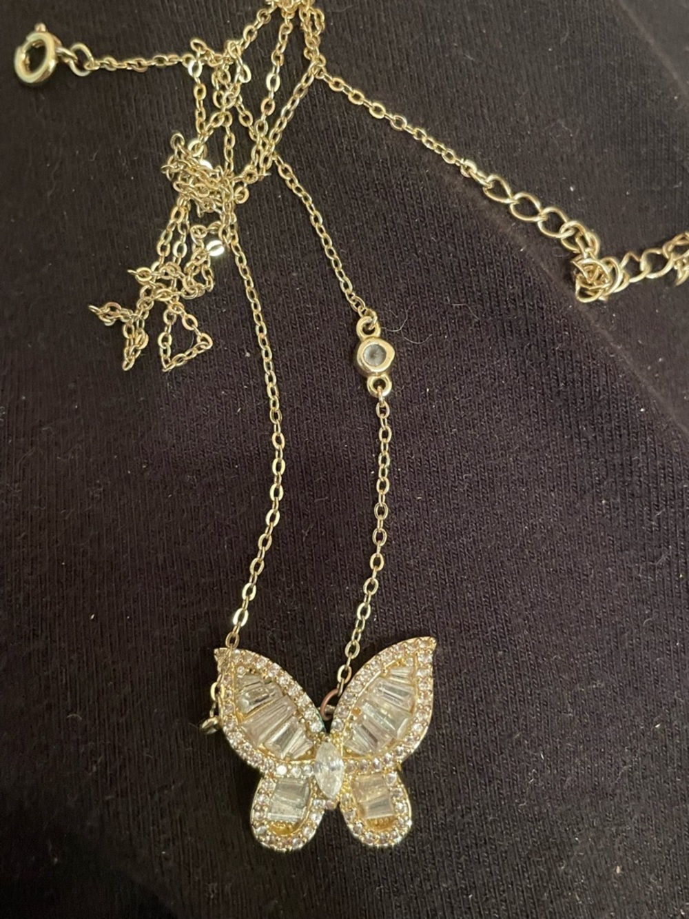 Authentic gold plated Butterfly Crystal Pendant Necklace - Elegant Women’s